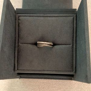 David Yurman Crossover Band ring in Sterling Silver with Pavé Diamonds